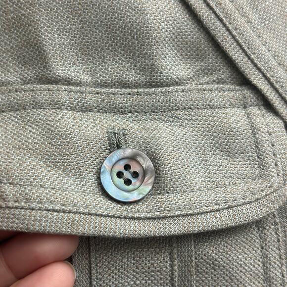 Jones New York 100% Linen Sage Short Sleeve Utility Button Shacket Plus Size 22W - Picture 4 of 9